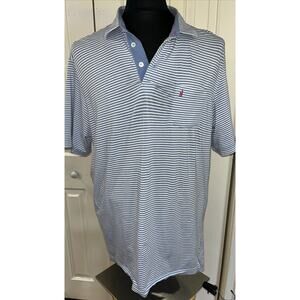 Johnnie-O West Coast Prep Pocket Polo Mens L Blue Stripes‎ Golf Shirt